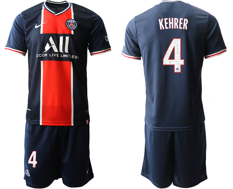 Men 2020-2021 club Paris St German home #4 blue Soccer Jerseys1